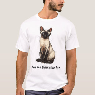 Camiseta Gato Siames Criar Seu Próprio Texto Personalizado