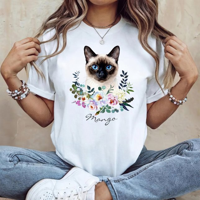 Camiseta Gato Siames de Aquarela (Criador carregado)