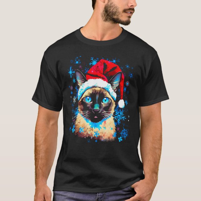 Camiseta Gato Siamês de Natal (Frente)