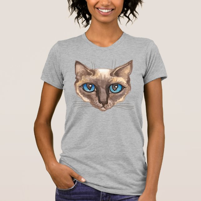 Camiseta Gato siamês de Watercolor (Frente)