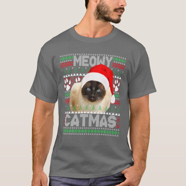 Camiseta Gato Siamês Desenhando Presente Engraçado (Frente)