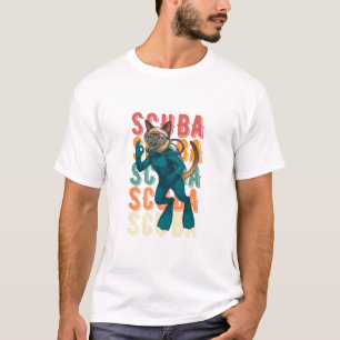 Camiseta Gato Siames Diver de Mergulho com Roupa de Mergulh