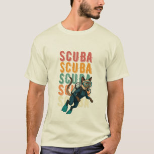 Camiseta Gato Siames Diver de Mergulho em Traje de Mergulho