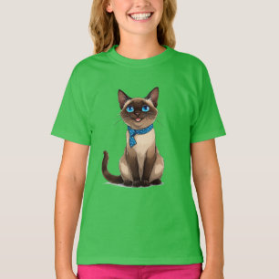 Camiseta Gato siamês estilo desenho animado