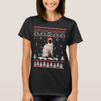 Camiseta Gato Siamês Feio De Natal Luz Engraçada De Gato