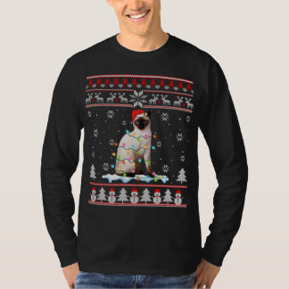 Camiseta Gato Siamês Feio De Natal Luz Engraçada De Gato