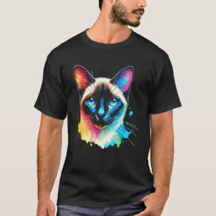 Camiseta Gato Siames Jato Vibrante Colorido