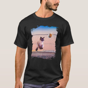 Camiseta Gato Siamês Jogando Voleibol De Praia