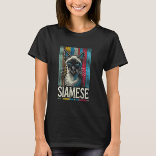 Camiseta Gato Siames Listras Retro Felino Legal