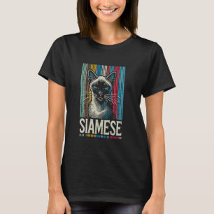Camiseta Gato Siames Listras Retro Felino Legal