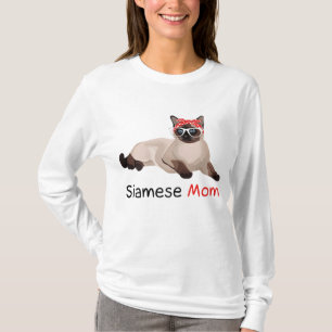 Camiseta Gato Siamês Mãe Kitten Mulher Gata Siamesa