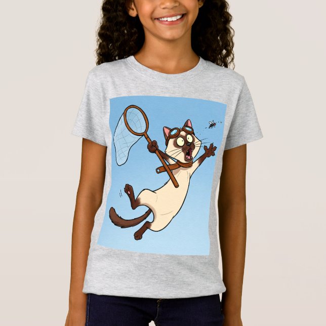 Camiseta Gato Siamês na Caça, por Natasha Us (Frente)