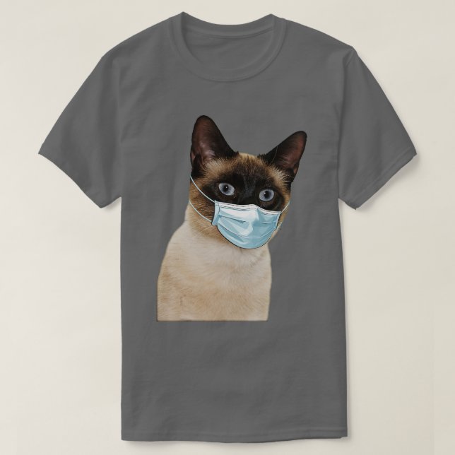 Camiseta Gato Siamês Vestindo Máscara De Gato Amor Diversão (Frente do Design)