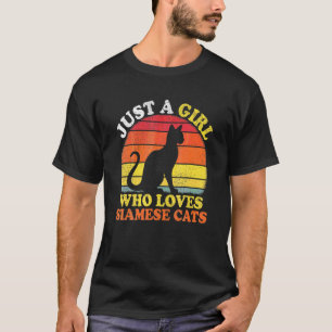 Camiseta Gato Siamesa Vintage Só Uma Garota Que Ama Siamese