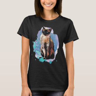 Camiseta Gato Siamese da aguarela