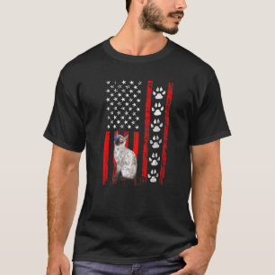 Camiseta Gato Siameses 4 De Julho Patriótico Bandeira Ameri