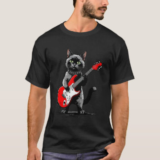Camiseta Gato Siamesês Antigo Tocando Violão Gatinho Engraç