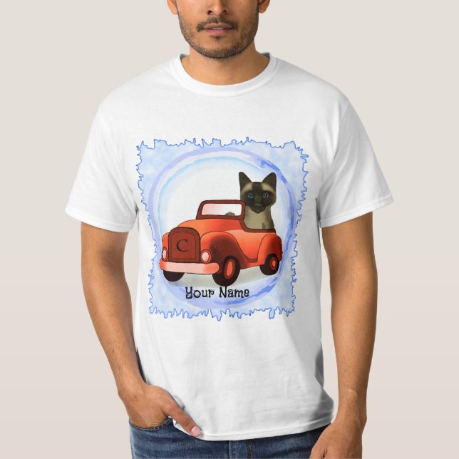 Camiseta Gato Siameses Dirigindo Carro (Frente)