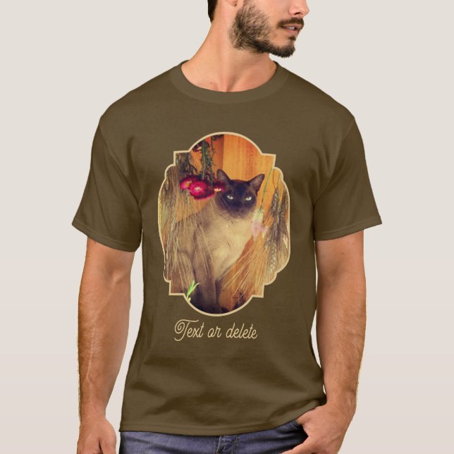 Camiseta Gato Siameses Posando Com Flores Personalizado (Frente)