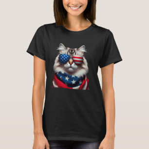 Camiseta Gato Siberiano 4 De Julho Dia Da Independência Don