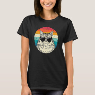 Camiseta Gato Siberiano Vintage Retro com Óculos de Sol Gat