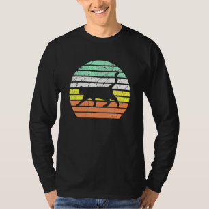 Camiseta Gato Silhout Retro Vintage Sunset