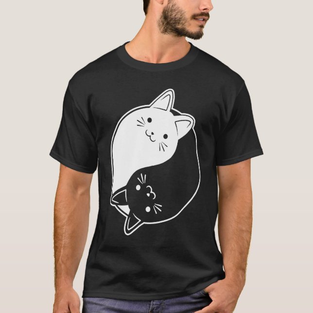 Camiseta Gato símbolo do sinal Yin Yang (Frente)