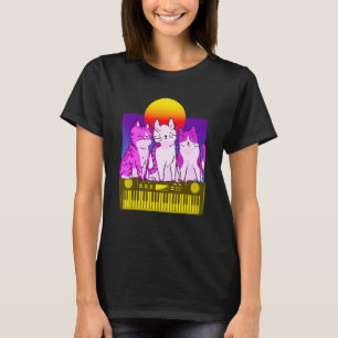 Camiseta Gato Sintetizador Vintage Retro Sintetizador Vapor