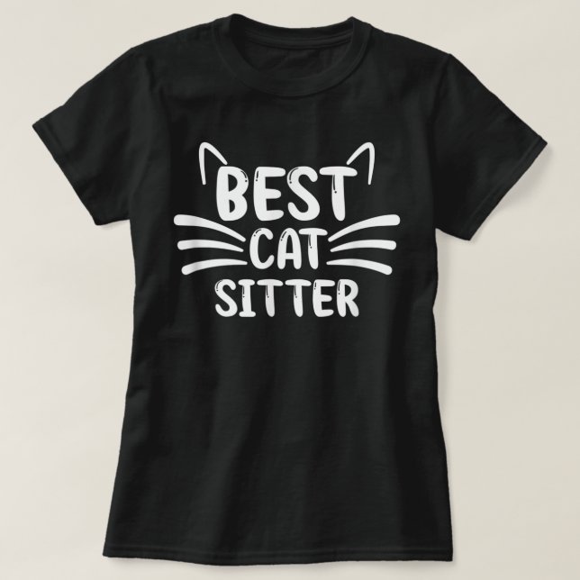 Camiseta Gato Sitter Obrigado Dando T-Shirt (Frente do Design)