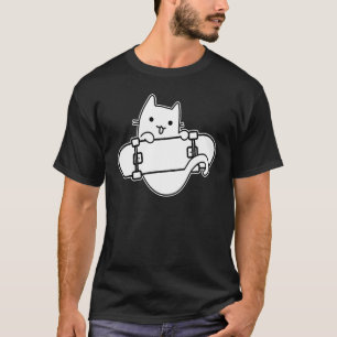 Camiseta Gato Skateboarder Andando de Skate Contorno