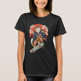 Camiseta Gato Skateboarding Arte Japonesa Vintage Ukiyo e