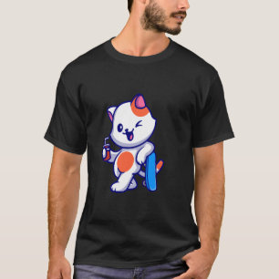 Camiseta Gato-Skatista em um Skate