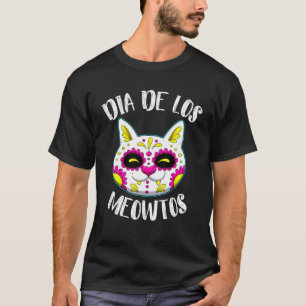Camiseta Gato Skull de Açúcar Dia de Los Meowtos Muertos Di