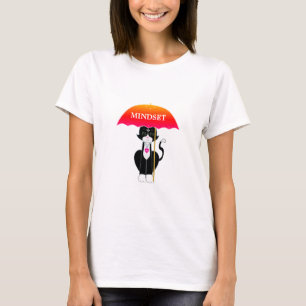 Camiseta Gato Smoking com Guarda-chuva