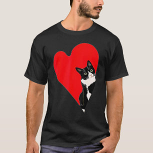 Camiseta Gato Smoking de Coração de São Valentim para Gatin