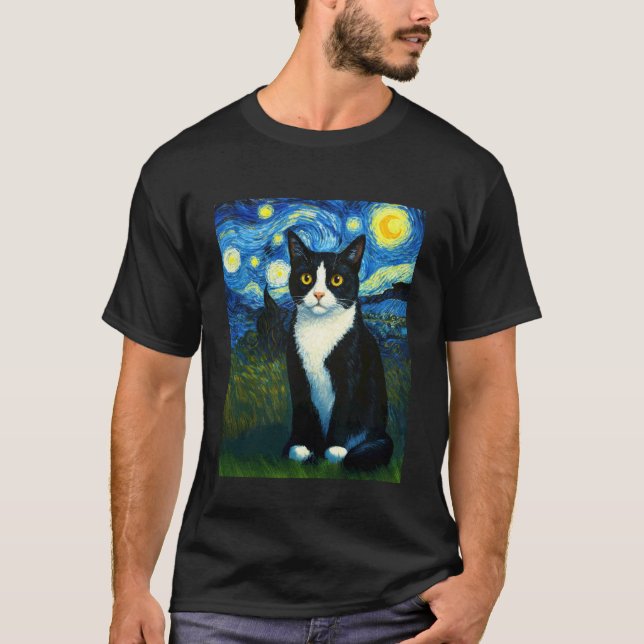 Camiseta Gato Smoking Estrela Noturna (Frente)