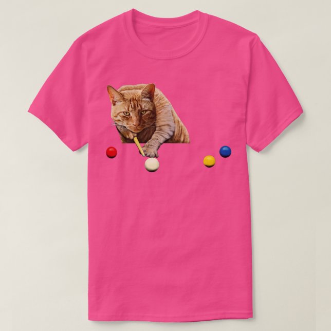 CAMISETA GATO SNOOKER, JOGANDO BILHARES DE PISCINAS SNOOKER (Frente do Design)