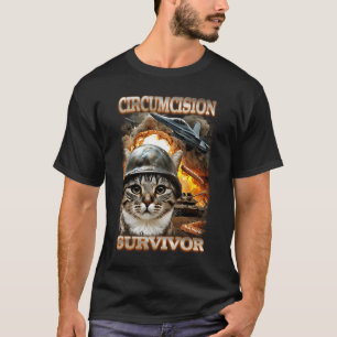 Camiseta Gato Sobrevivente de Circuncisão Engraçado Gato Es