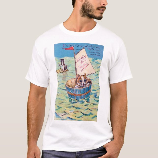 Camiseta Gato solitário no Mar, Louis Wain (Frente)