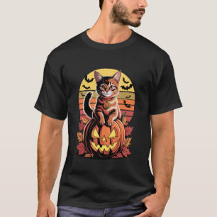 Camiseta Gato Somali Retro de Halloween Gatos Raposa Somali