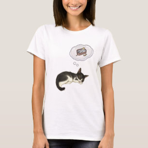 Camiseta Gato sonhando com comida engraçado