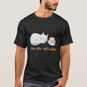 Camiseta Gato Sonolento com Arte de Café