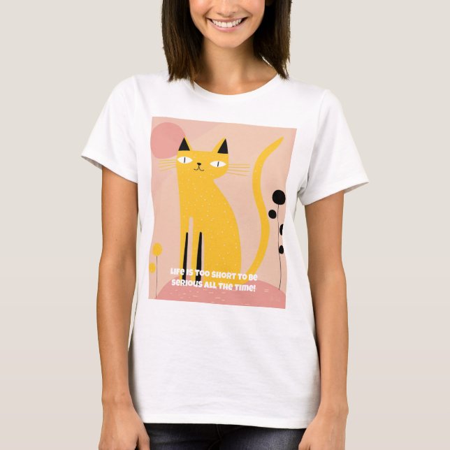Camiseta Gato Sorridente e Engraçada para Amantes  (Frente)