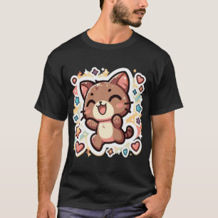 Camiseta gato sorrindo, gato kawaii