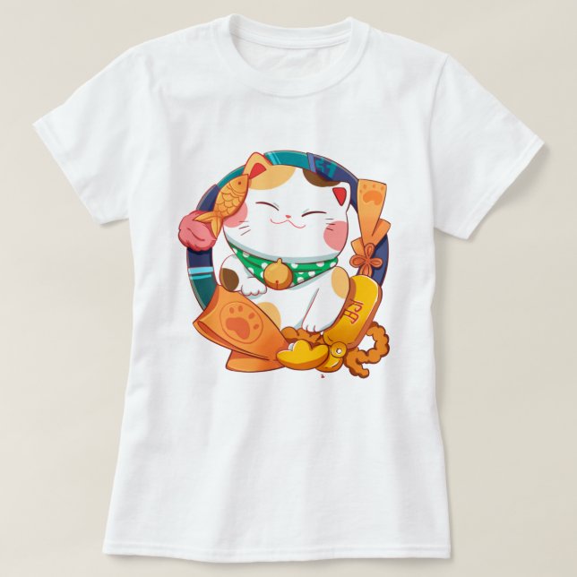 Camiseta Gato Sortudo (Frente do Design)
