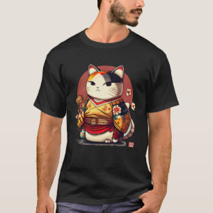 Camiseta Gato Sortudo Kanji Geisha Japonesa Tradicional