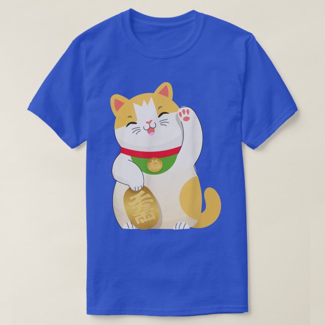 Camiseta Gato Sortudo pela Felicidade Maneki Neko Japão (Frente do Design)