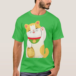 Camiseta Gato Sortudo pela Felicidade Maneki Neko Japão