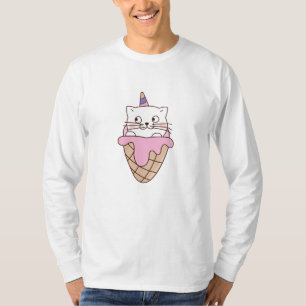 Camiseta Gato Sorvete Waffle Unicorn Gatinho Engraçado
