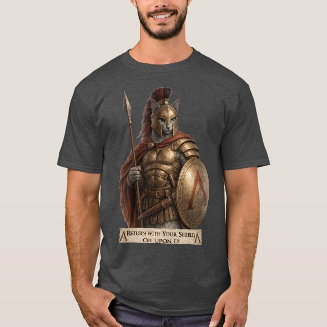 Camiseta Gato Spartano Azul Russo (Frente)